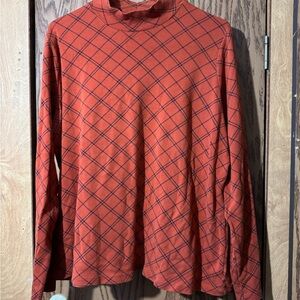 Orange Plaid Long Sleeve semi turtle neck